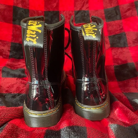 ♥️💖 NEW Dr. Martens Black Patent Leather Zavala Combat Boots NO BOX - Picture 11 of 13